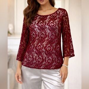 INC International Concepts Lace Crop Evening Top - XL